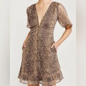 Abercrombie & Fitch Brown Snake-Print Mini Dress
